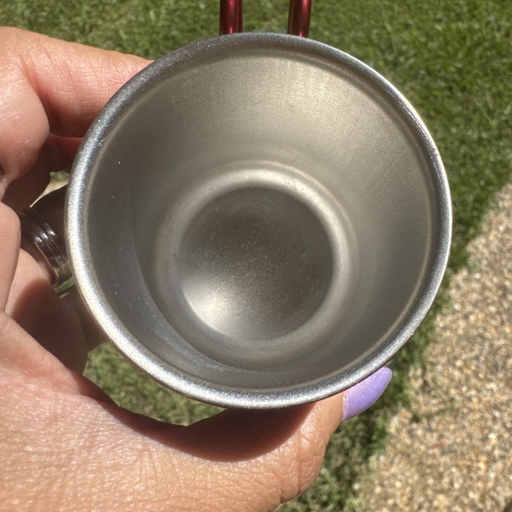 STARBUCKS 3 Oz. 89 ml Mini Espresso Shot Cup Mug Red Metal Stainless 2017 Coffee - Picture 3 of 5